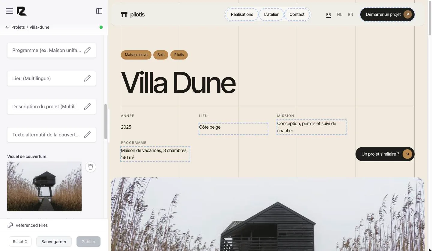 Case « Visuel de couverture » avec la vignette de l'image et une corbeille ; au-dessus, la carte « Texte alternatif de la couverture »